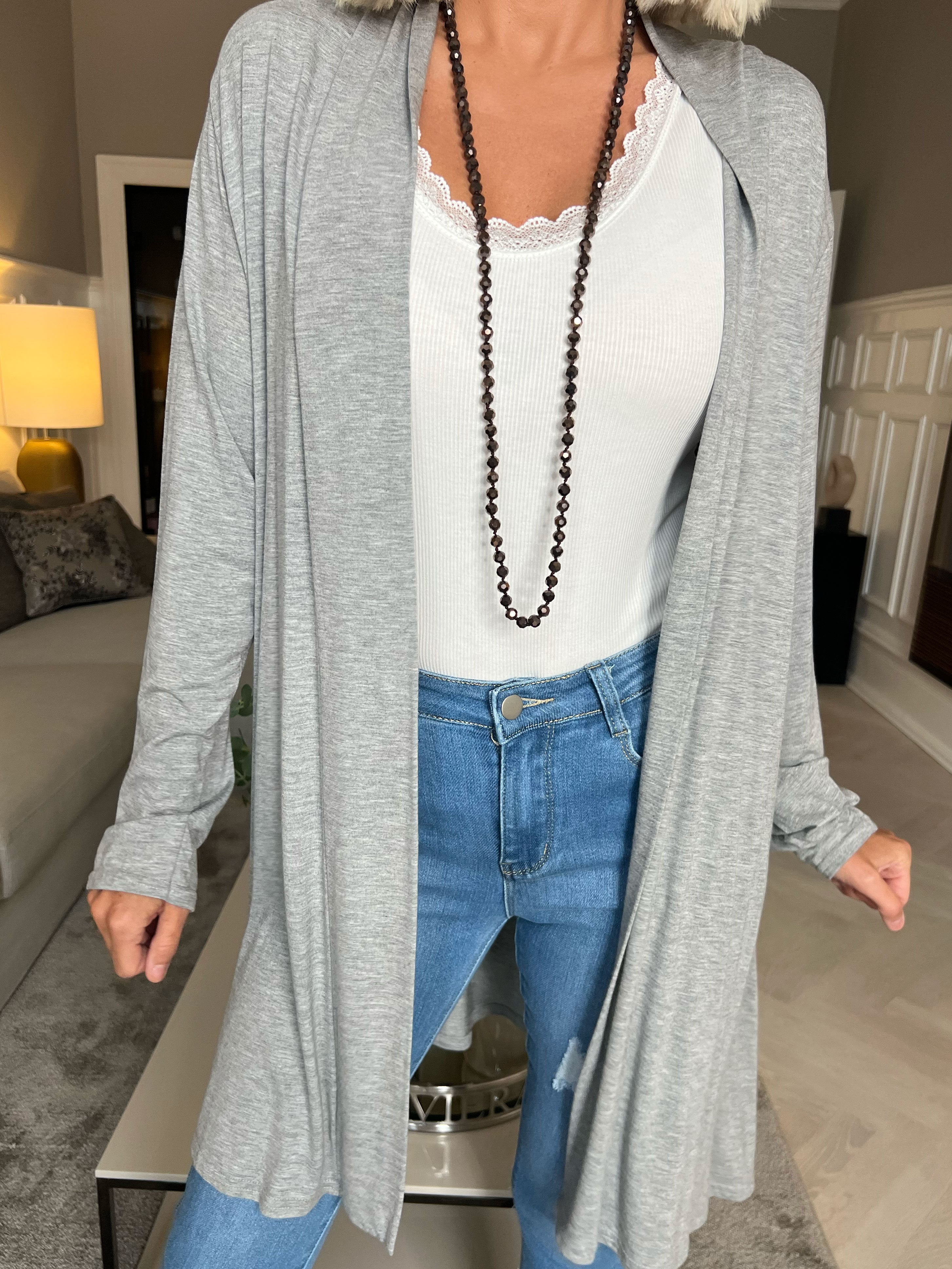Rosa - Basis cardigan i jersey stof (bestseller)